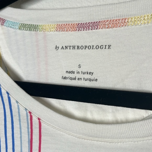 Anthropologie Rainbow Stripe Graphic Cotton Tee – Size Small – Summer Perfect - Picture 5 of 7